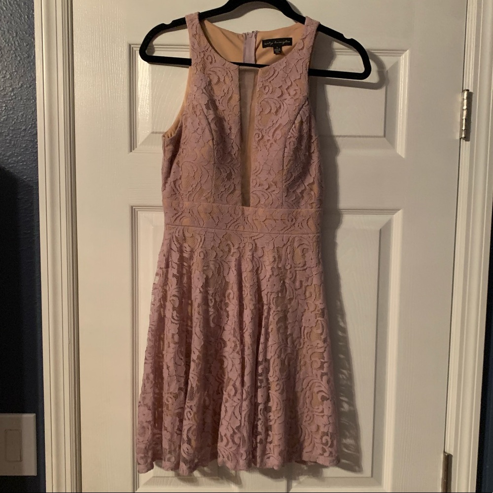 pink floral lace dress